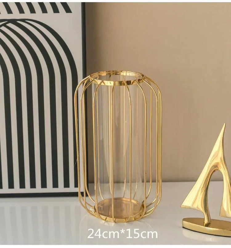 GoldenHues - Nordic gold glass vase -