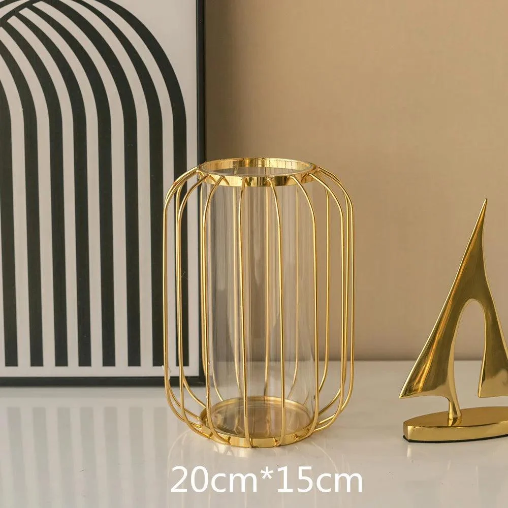 GoldenHues - Nordic gold glass vase -