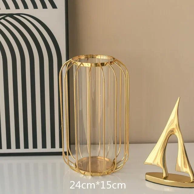 GoldenHues - Nordic gold glass vase -