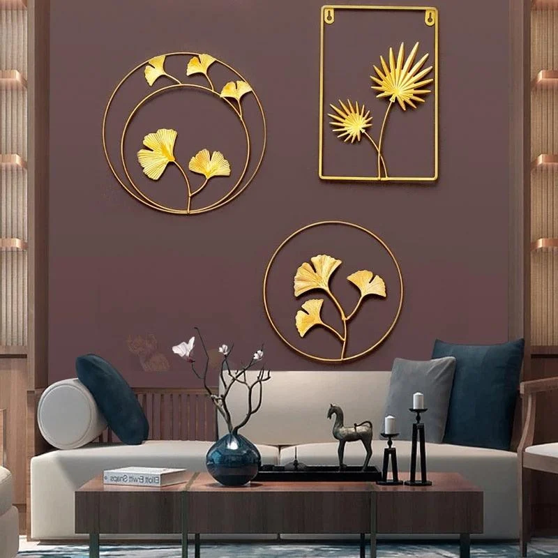 GoldenLeafWallDecor-Homeko3 Golden Leaf Wall Decor - Homeko