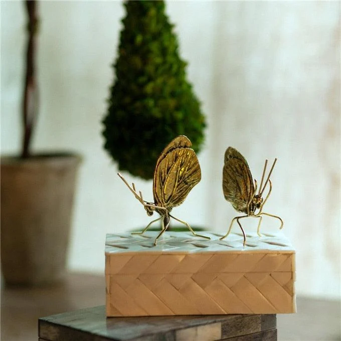 GoldenMetalButterflyOrnament-Homeko4 Golden Metal Butterfly Ornament - Homeko