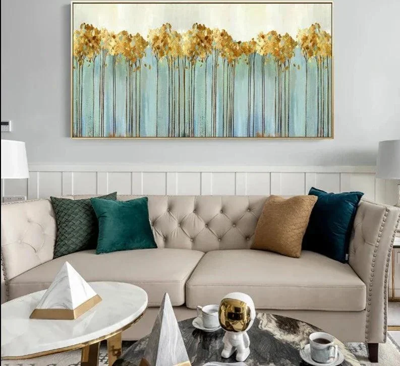 Golden Coins Tree Wall Canvas Art -