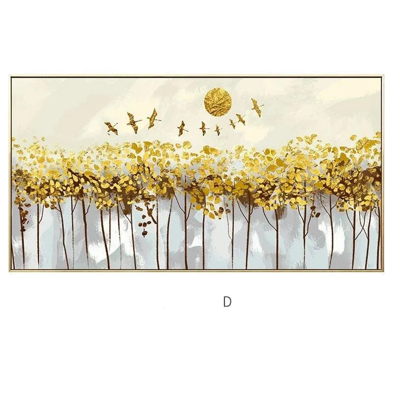Golden Coins Tree Wall Canvas Art -