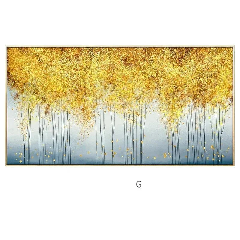 Golden Coins Tree Wall Canvas Art -