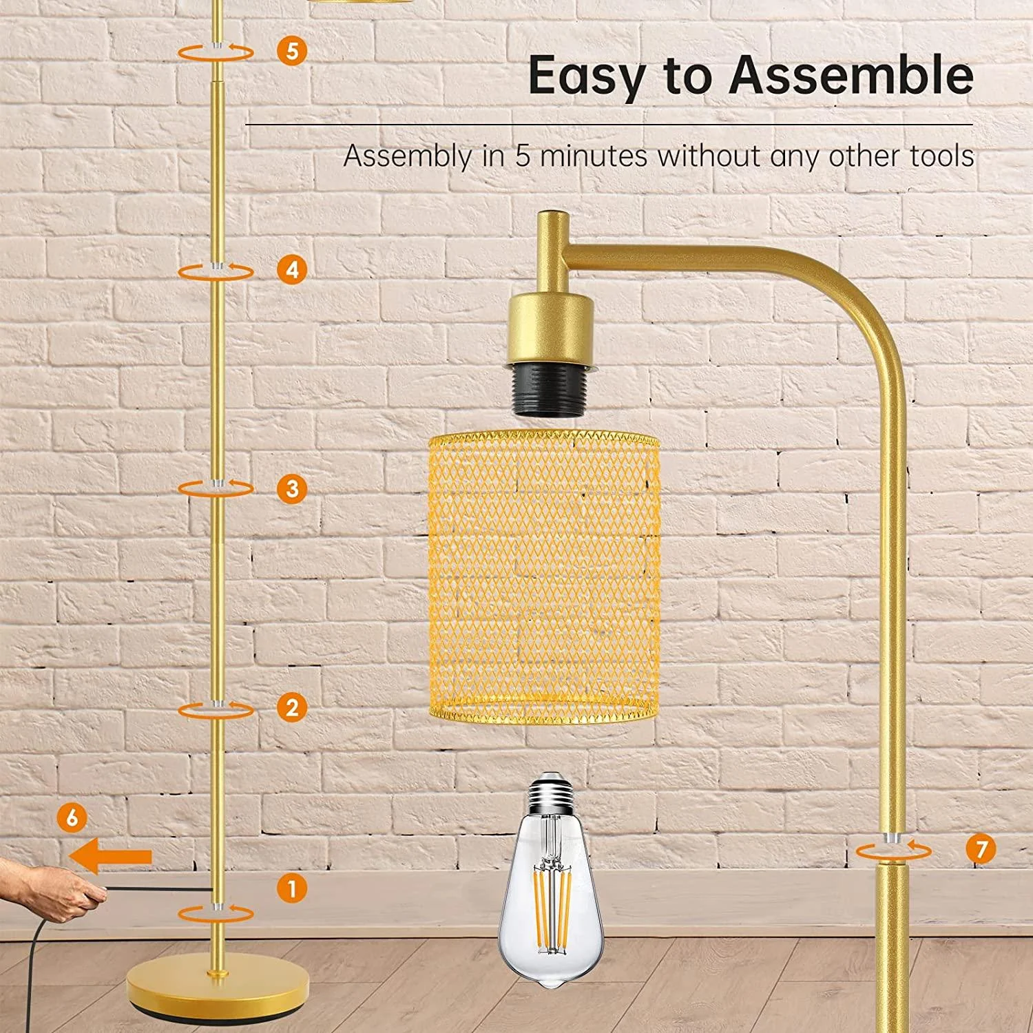 Golden_Floor_Lamp_with_Industrial_Style_-_-_tag1_-4243648 Golden Floor Lamp with Industrial Style - - #tag1#