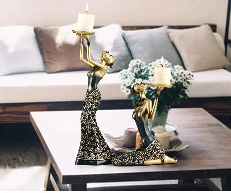 Golden Lady Candle Holders -
