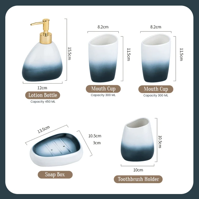 GradientCeramicBathroomWashSet-Homeko6 Gradient Ceramic Bathroom Wash Set - Homeko