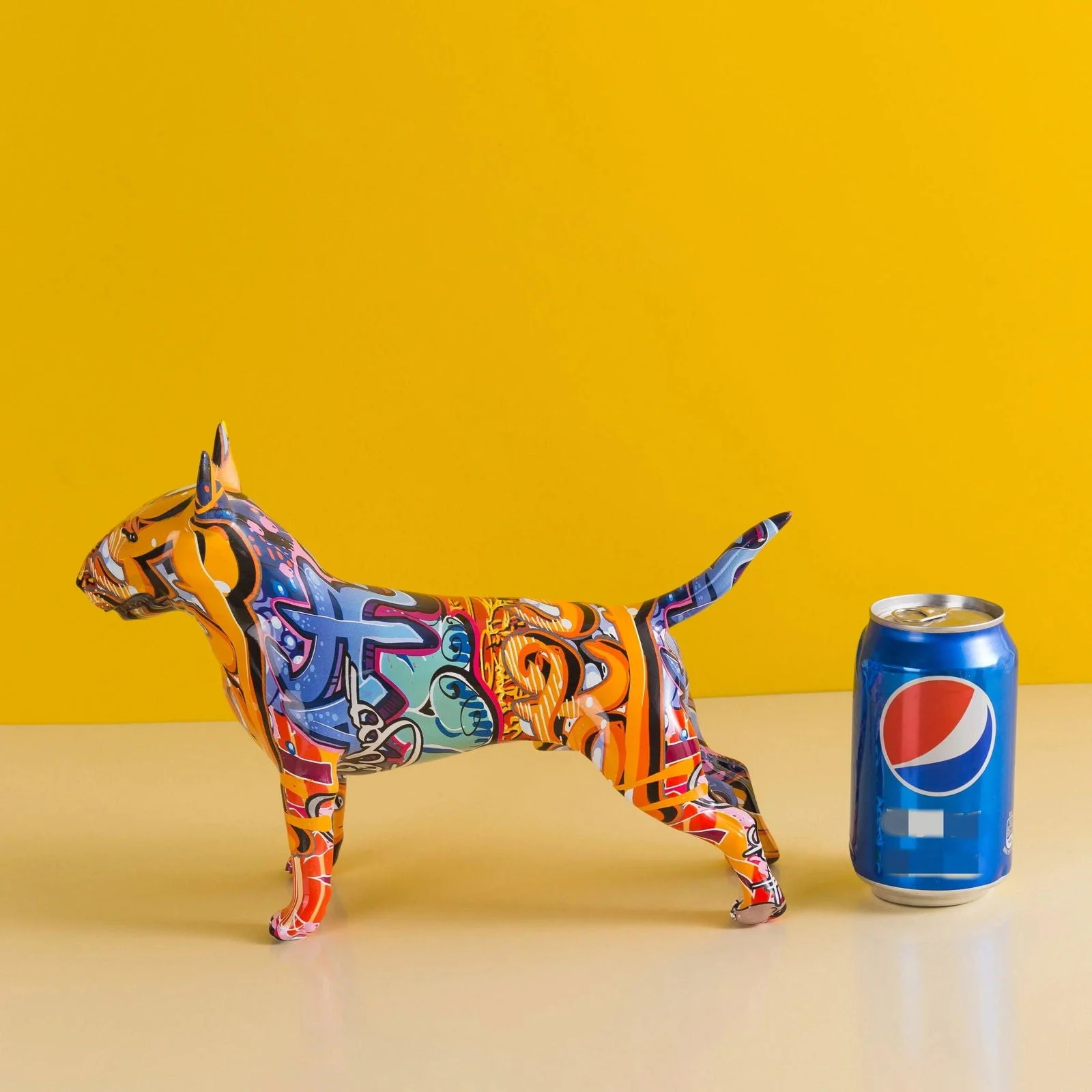 Graffiti Bullterrier Painted Sculptures and Statues Office Decor Resin Crafts -