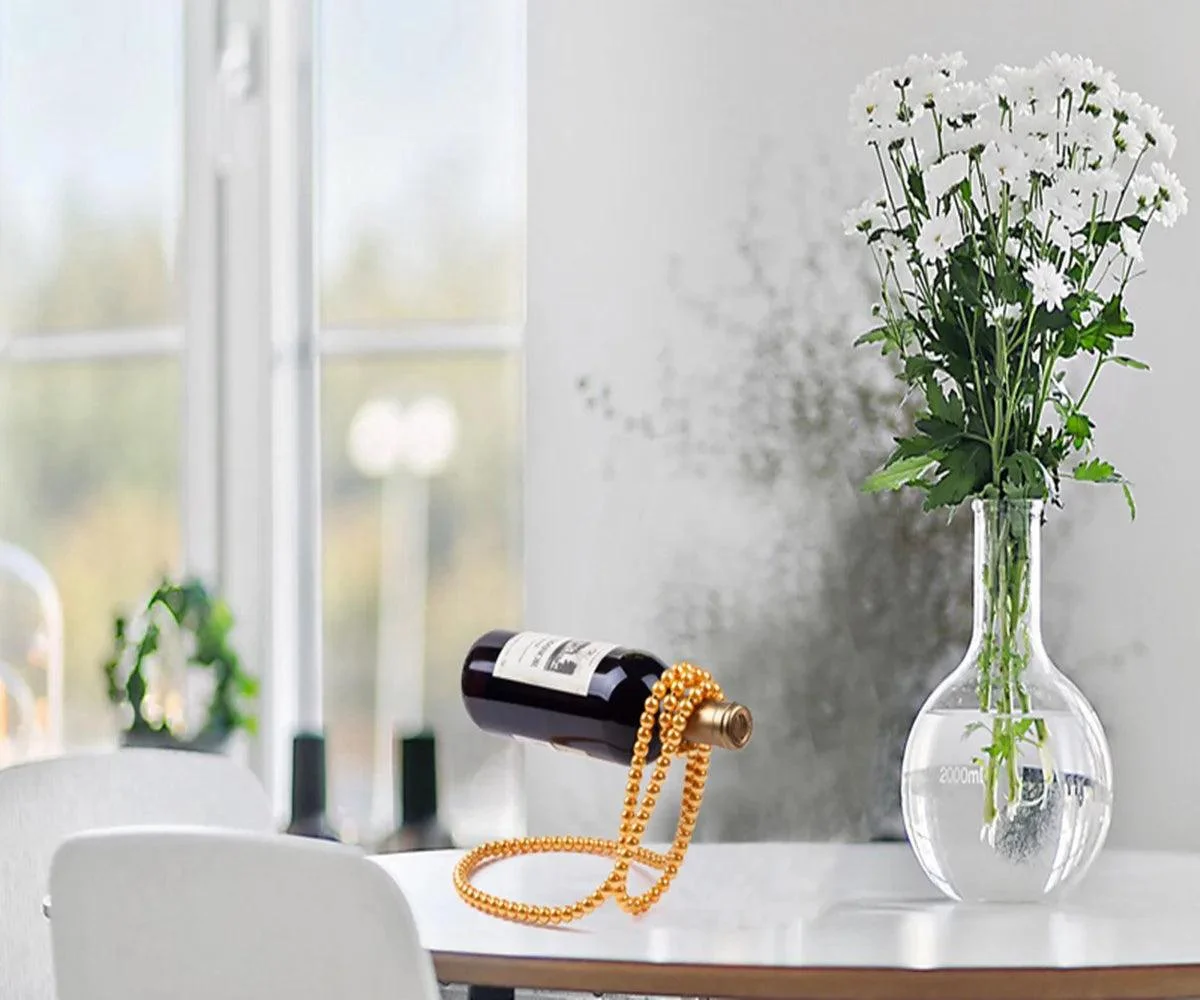 Gravity Defying Pearl Necklace Wine Rack - Homeko