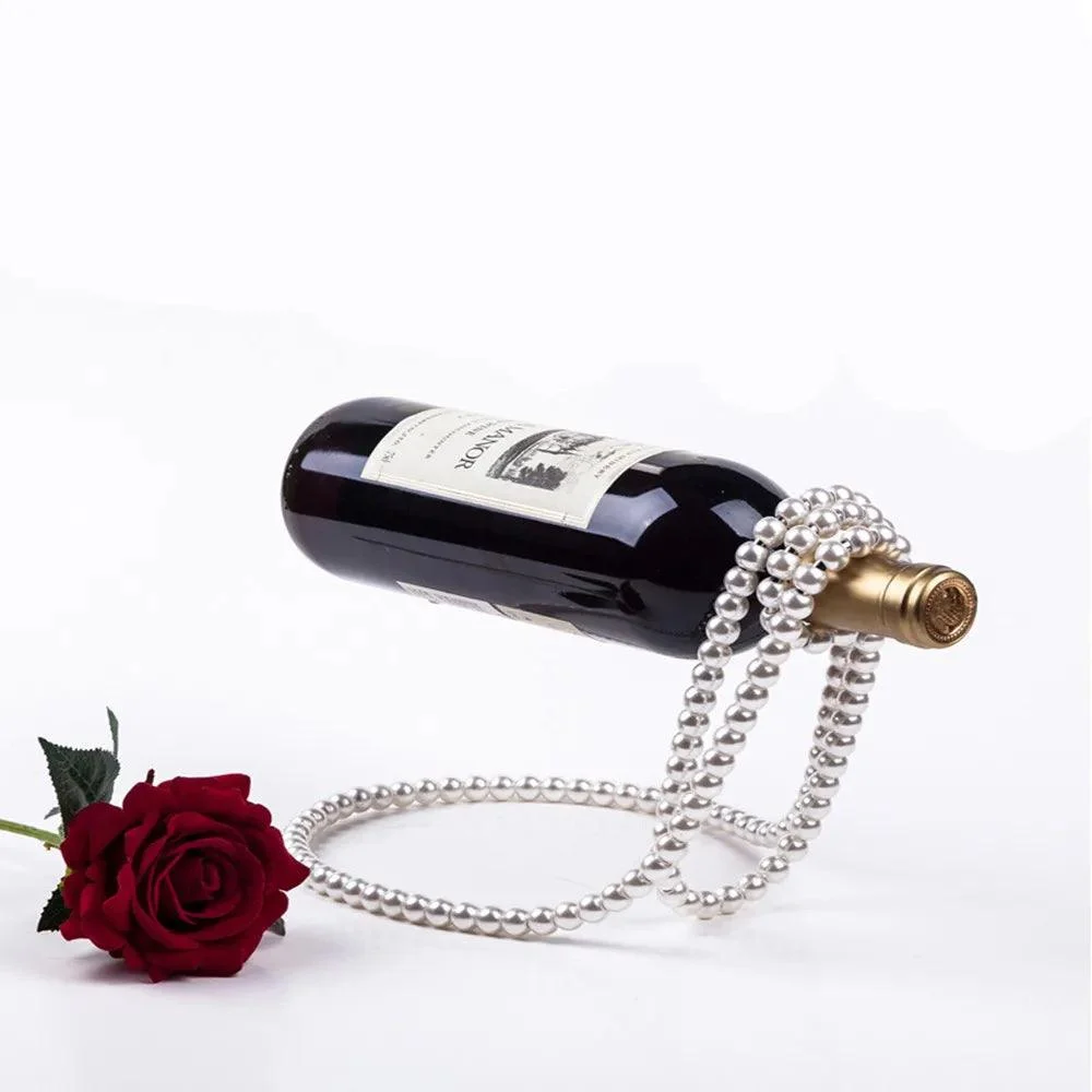Gravity Defying Pearl Necklace Wine Rack - Homeko