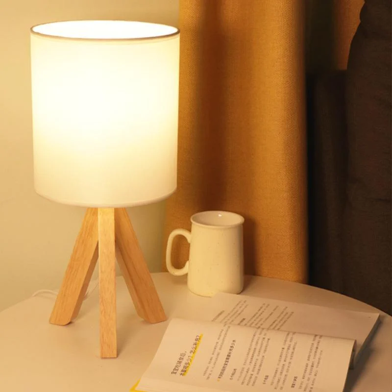 H_Wooden_Tripod_Table_Lamp_with_Linen_Shade_LED_-_-_tag1_-4246798 H Wooden Tripod Table Lamp with Linen Shade LED - - #tag1#