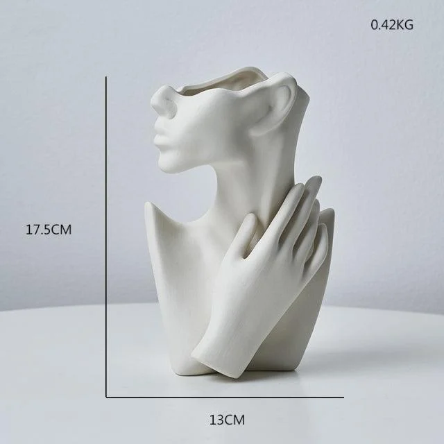 HalfFaceCeramicFlowerVase-Homeko1 Half Face Ceramic Flower Vase - Homeko