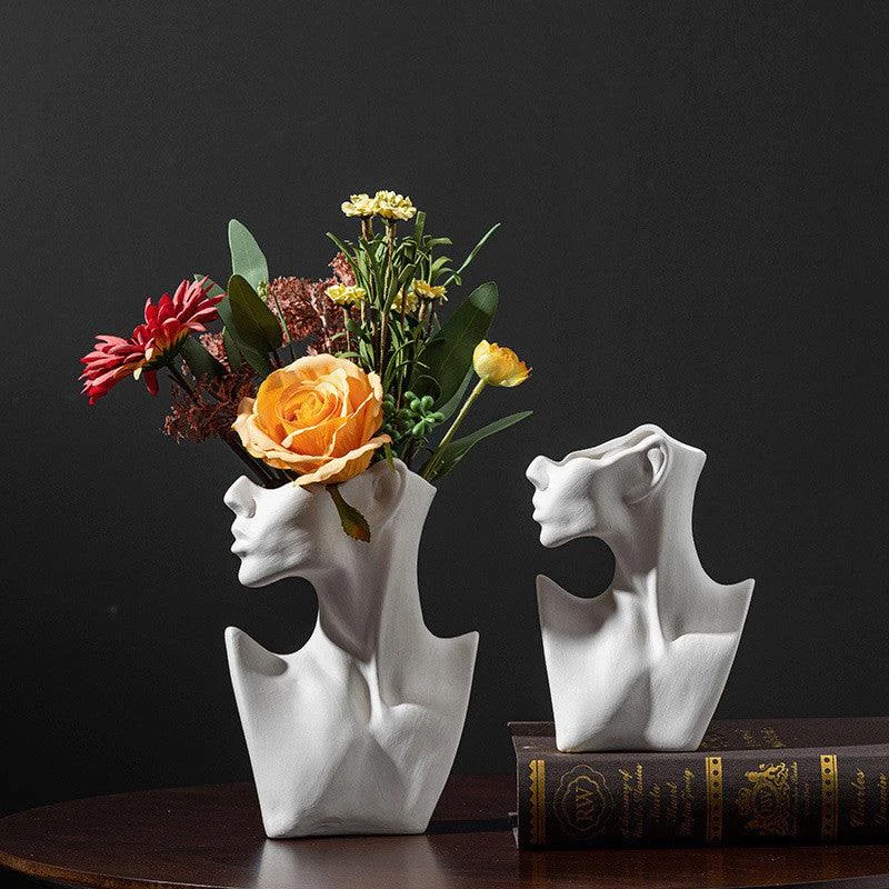 HalfFaceCeramicFlowerVase-Homeko2 Half Face Ceramic Flower Vase - Homeko