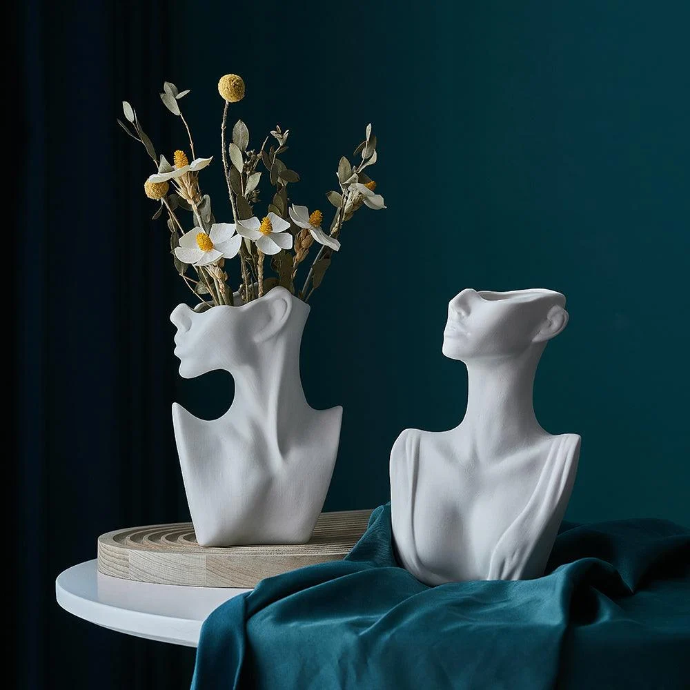 HalfFaceCeramicFlowerVase-Homeko3 Half Face Ceramic Flower Vase - Homeko