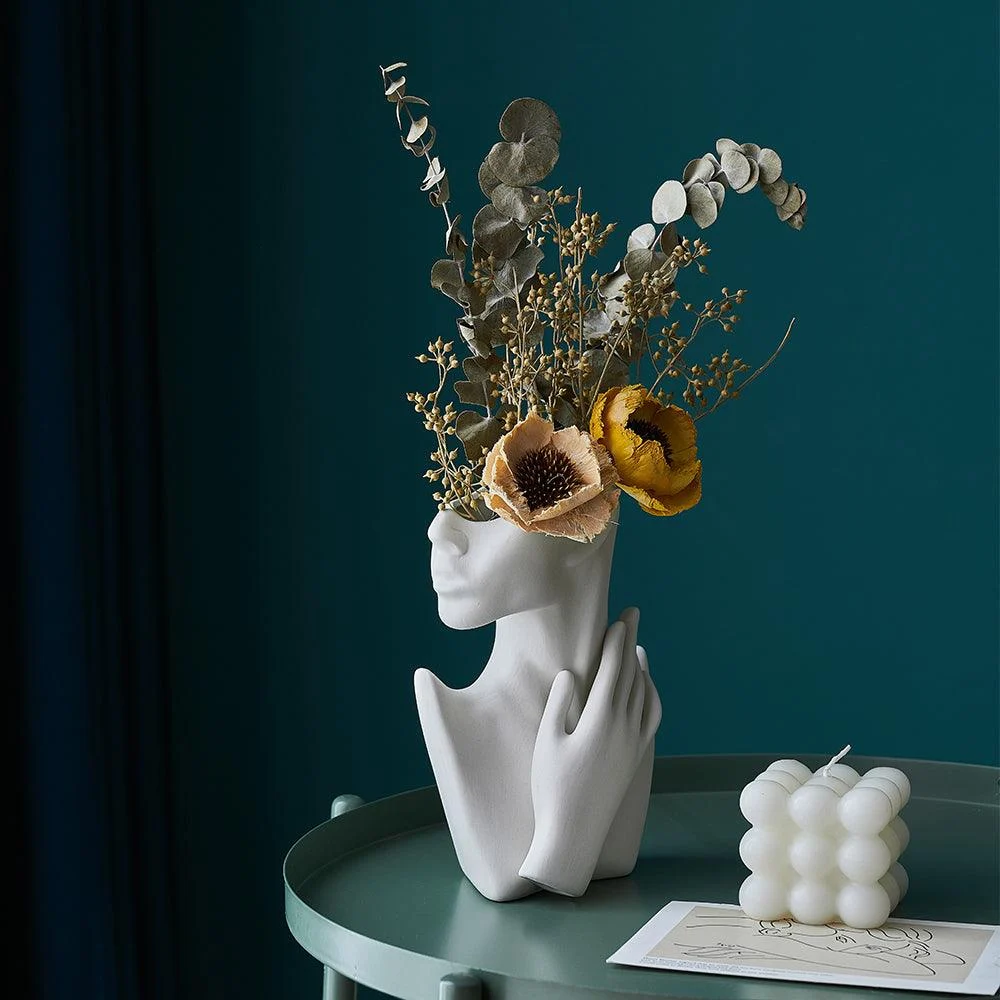 HalfFaceCeramicFlowerVase-Homeko4 Half Face Ceramic Flower Vase - Homeko
