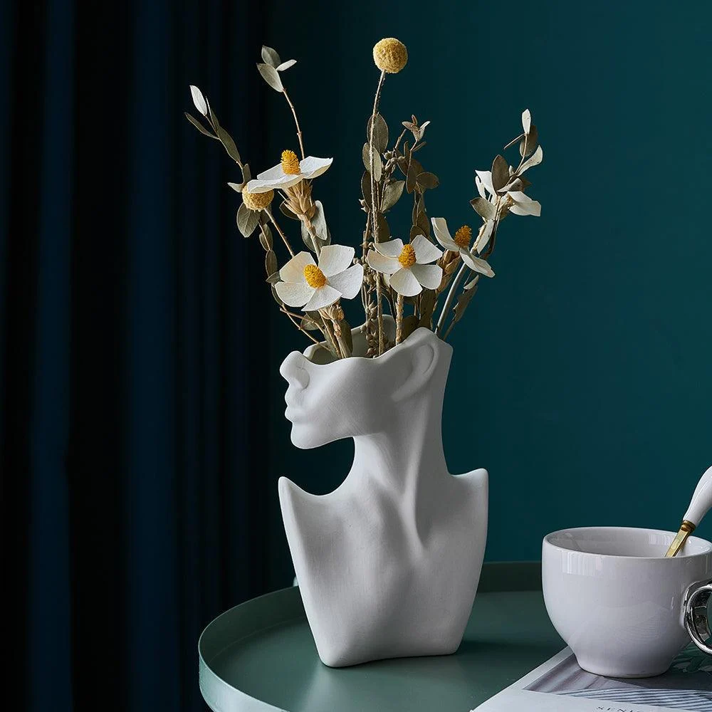 HalfFaceCeramicFlowerVase-Homeko5 Half Face Ceramic Flower Vase - Homeko