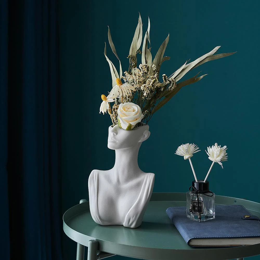 HalfFaceCeramicFlowerVase-Homeko6 Half Face Ceramic Flower Vase - Homeko