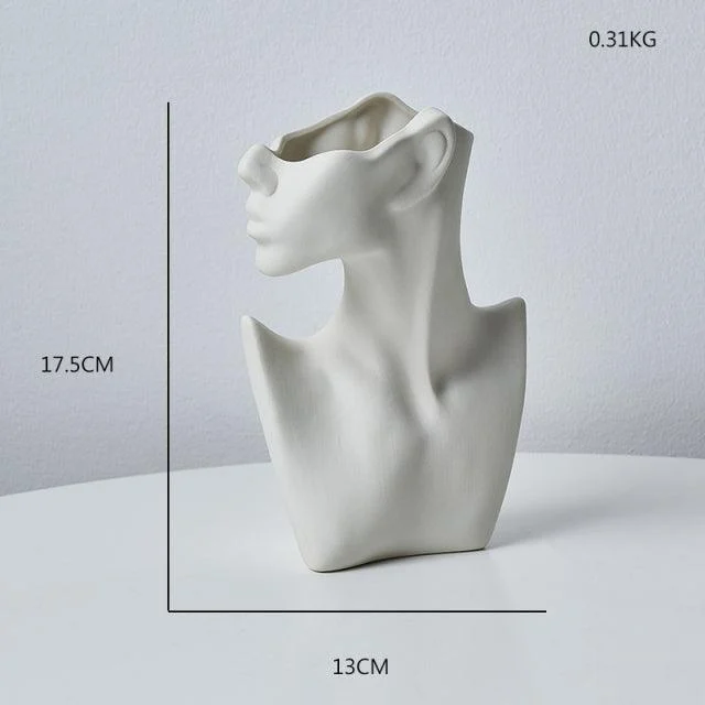 HalfFaceCeramicFlowerVase-Homeko7 Half Face Ceramic Flower Vase - Homeko