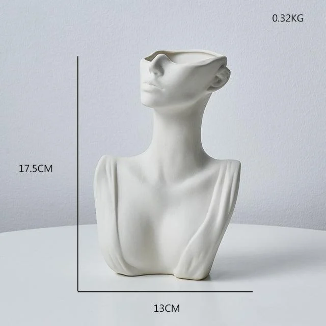 HalfFaceCeramicFlowerVase-Homeko8 Half Face Ceramic Flower Vase - Homeko