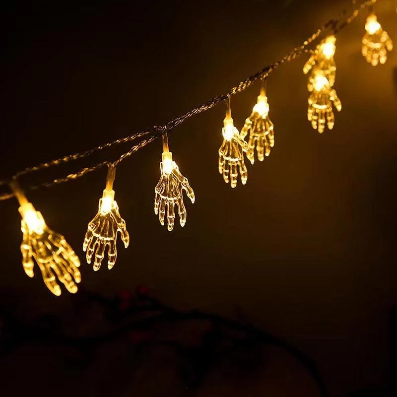 Halloween Atmosphere Party Layout Props Skeleton Hand Skeleton Lighting Chain -  - #tag1#