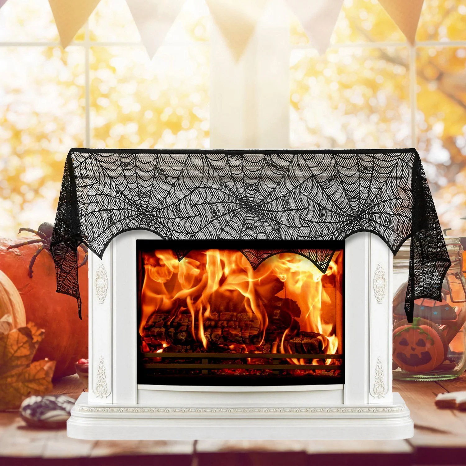 Halloween Decoration Black Lace Spiderweb - - #tag1#
