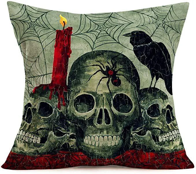 Halloween_Gray-green_Skull_Tombstone_Pillow_-_-_tag1_-4257229 Halloween Gray-green Skull Tombstone Pillow - - #tag1#