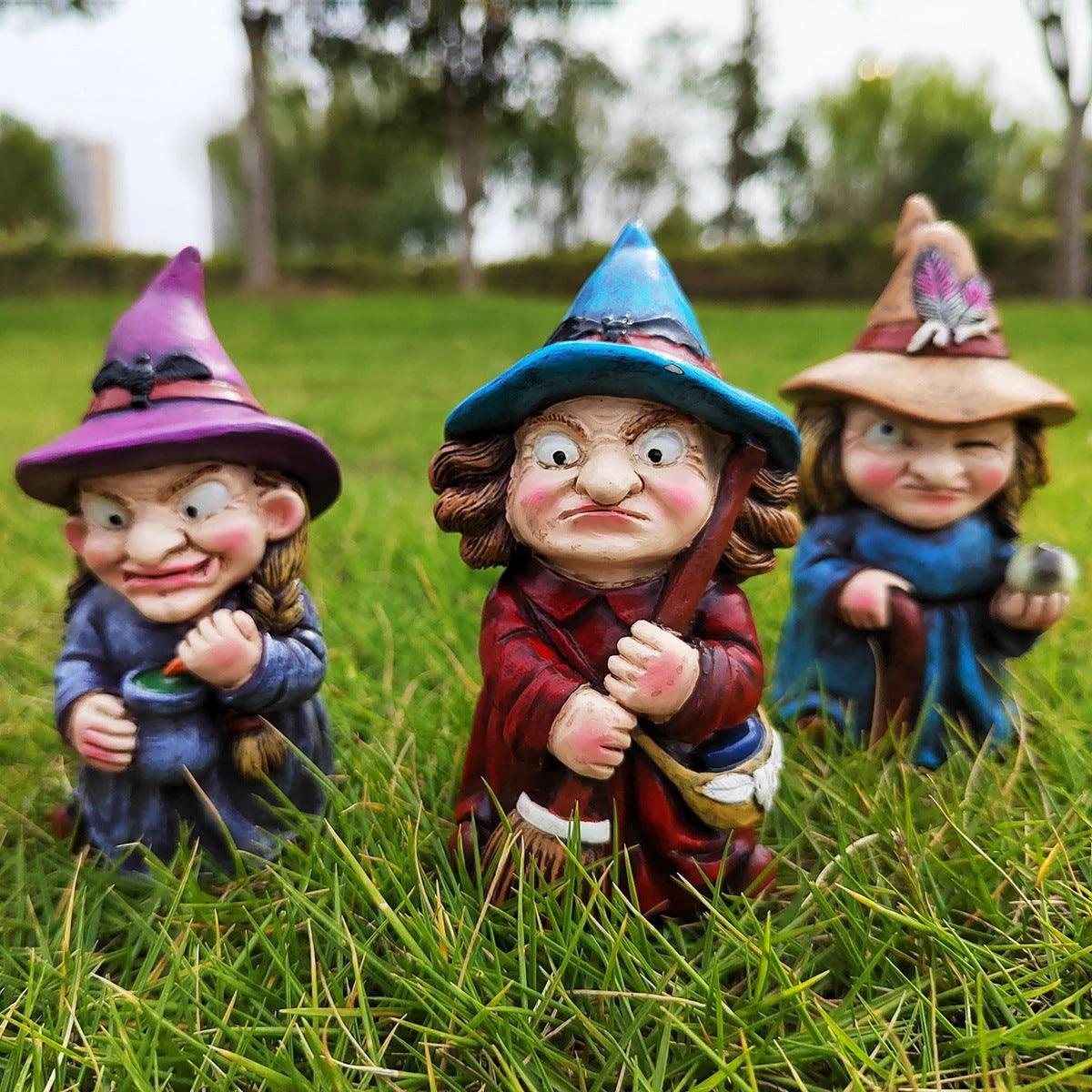 Halloween Magic Witch Sculpture Resin Crafts Small Ornaments - - #tag1#