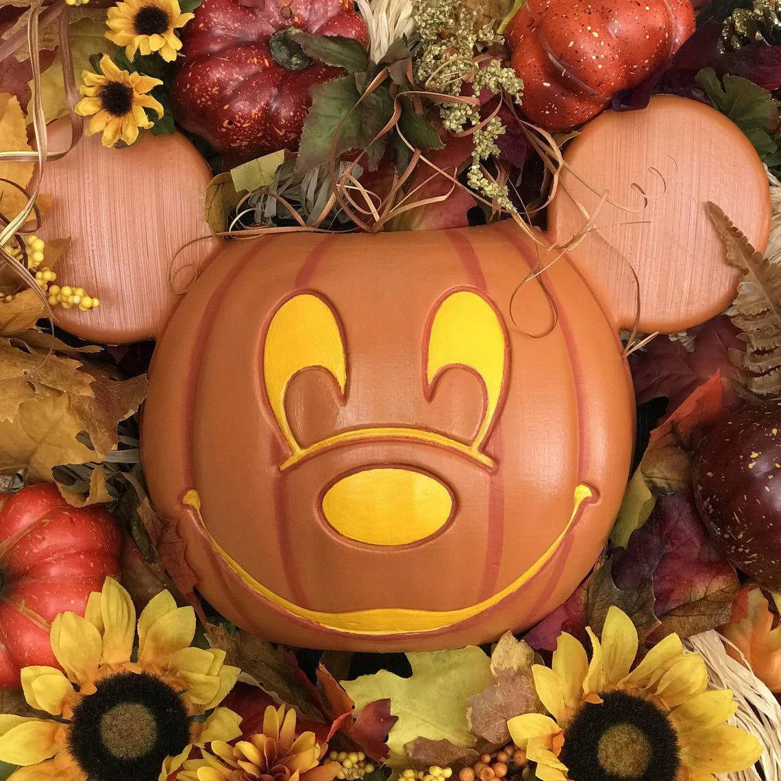 Halloween Pumpkin Head Wreath Door Decoration Hanging Flower Ring Day Decoration -  - #tag1#