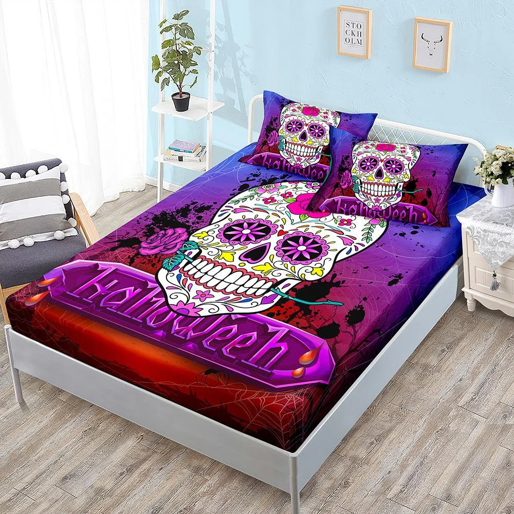 Halloween_Skull_Three-Piece_Fitted_Bedding_-_-_tag1_-4264751 Halloween Skull Three-Piece Fitted Bedding - - #tag1#