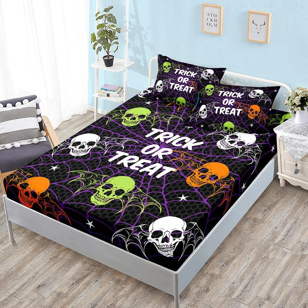Halloween_Skull_Three-Piece_Fitted_Bedding_-_-_tag1_-4264760 Halloween Skull Three-Piece Fitted Bedding - - #tag1#