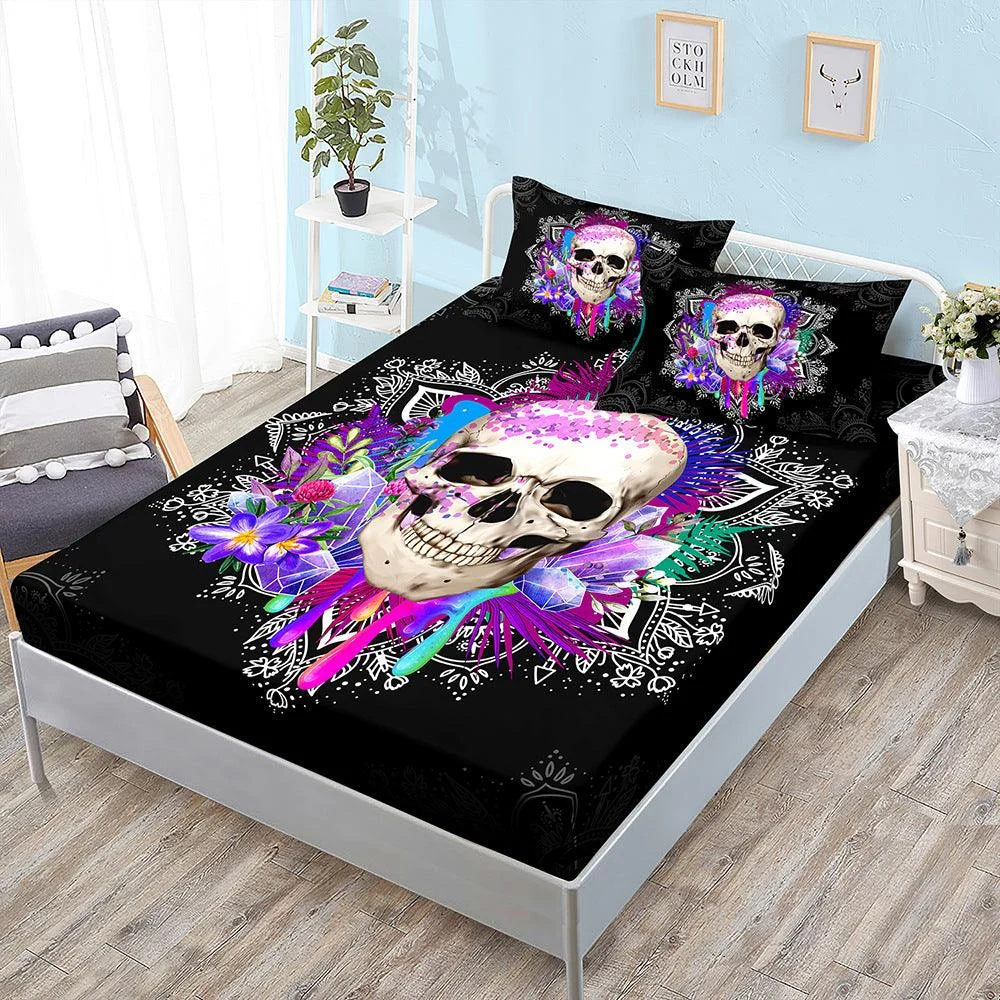 Halloween_Skull_Three-Piece_Fitted_Bedding_-_-_tag1_-4264769 Halloween Skull Three-Piece Fitted Bedding - - #tag1#