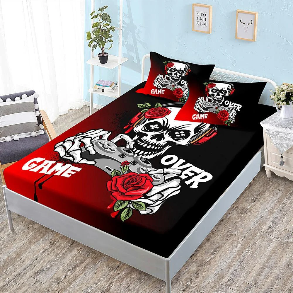 Halloween_Skull_Three-Piece_Fitted_Bedding_-_-_tag1_-4264794 Halloween Skull Three-Piece Fitted Bedding - - #tag1#