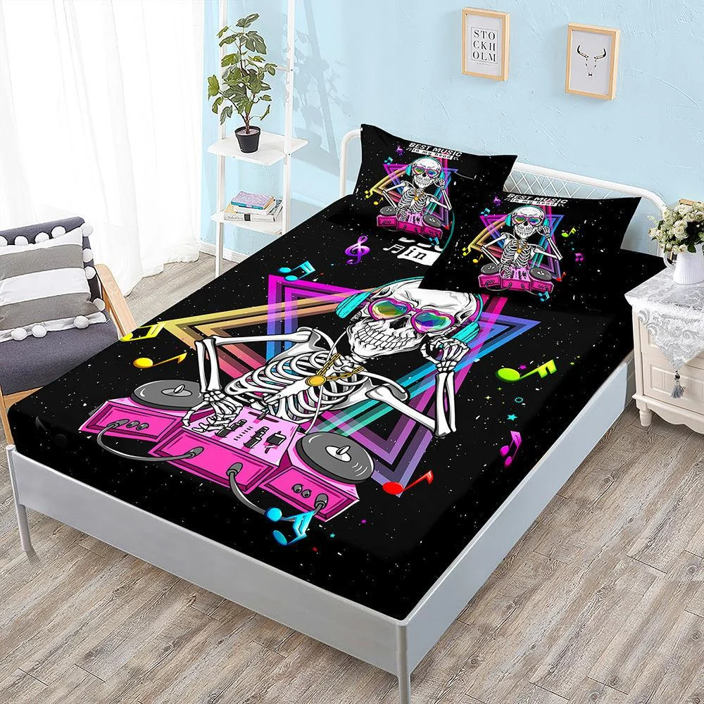 Halloween_Skull_Three-Piece_Fitted_Bedding_-_-_tag1_-4264798 Halloween Skull Three-Piece Fitted Bedding - - #tag1#