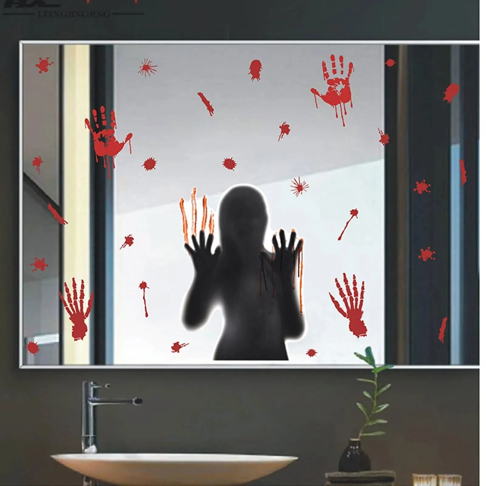 Halloween_Wall_Stickers_Glass_Ghost_Decorations_-_Self_Adhesive_Horror_Blood_Fingerprints_Stickers_-_-_tag1_-4265972 Halloween Wall Stickers Glass Ghost Decorations - Self Adhesive Horror Blood Fingerprints Stickers - - #tag1#