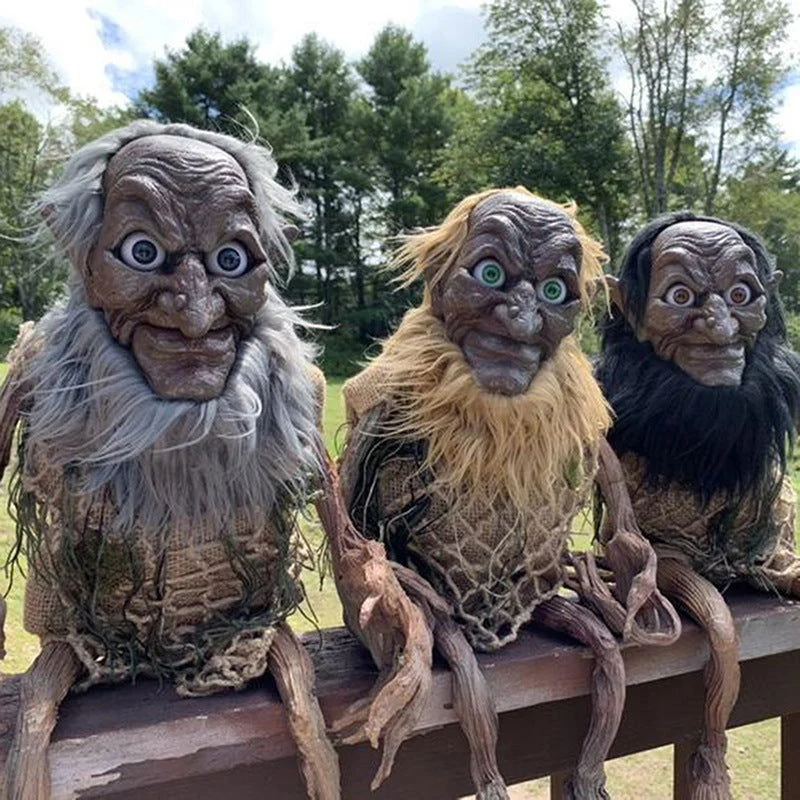 Halloween Withered Dwarfs Evil Little Old Man Ornaments Funny Goblin Creature  Doll -  - #tag1#