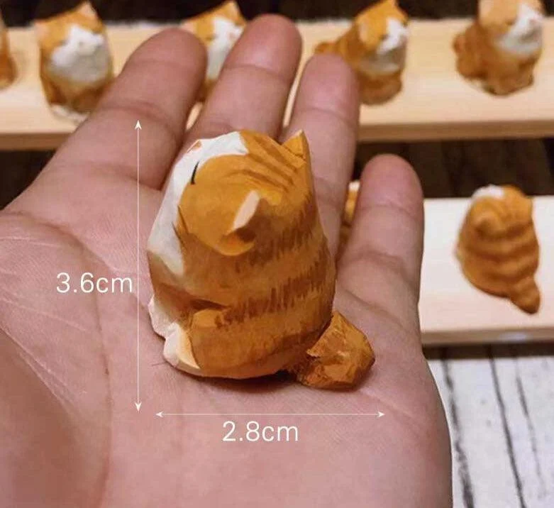 Hand_Carved_Painted_Orange_Wooden_Cat_Figurines_-_-4199202 Hand Carved Painted Orange Wooden Cat Figurines -