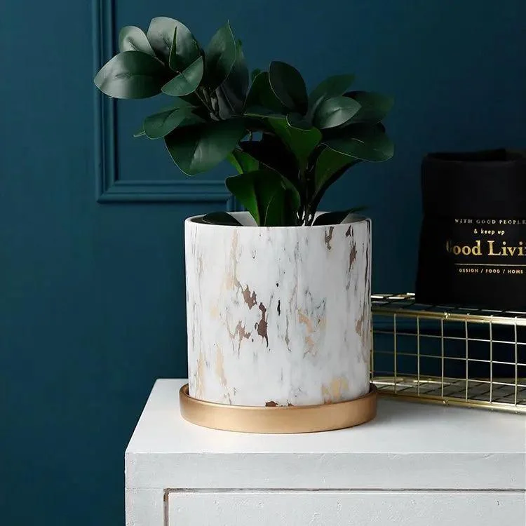 Hand_Made_Planter_With_Gold_Tray_-_-4199275 Hand Made Planter With Gold Tray -
