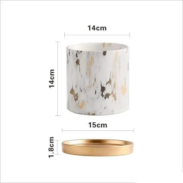 Hand_Made_Planter_With_Gold_Tray_-_-4199279 Hand Made Planter With Gold Tray -