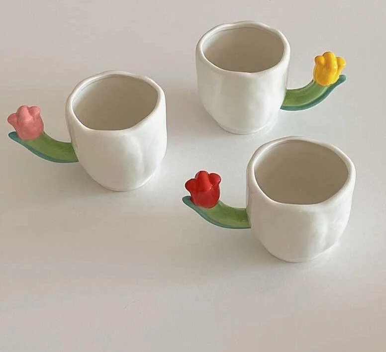 Handmade_Ceramic_Tulip_Mug_with_Floral_Spoon_-_-4199931 Handmade Ceramic Tulip Mug with Floral Spoon -