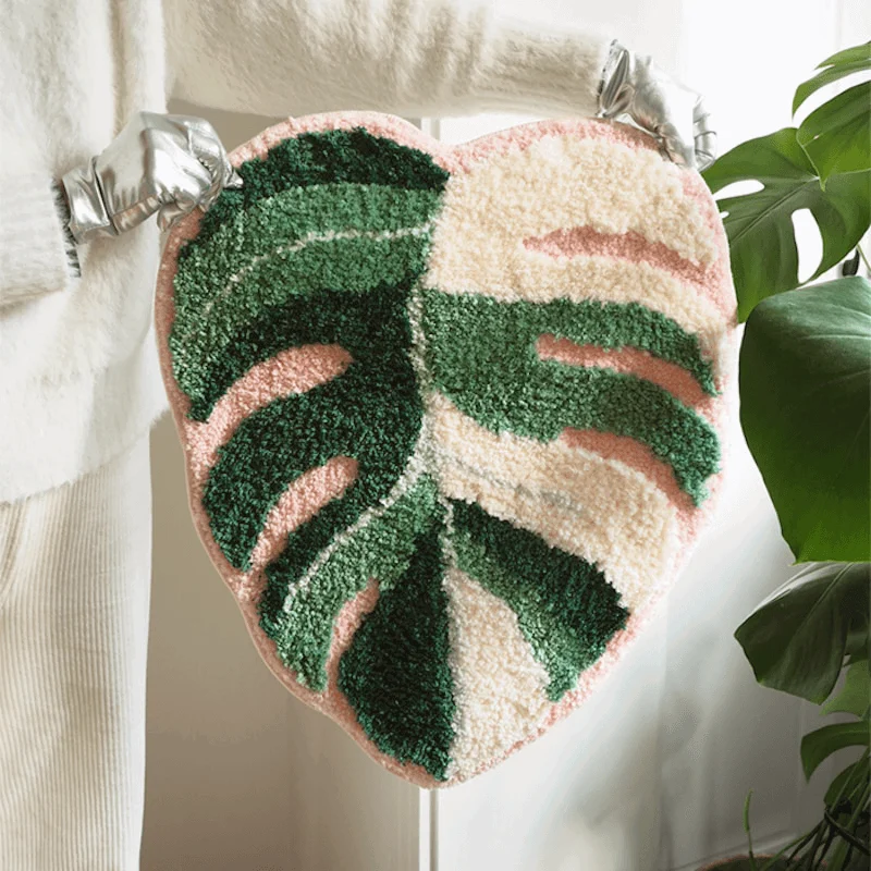 Handmade Tufted Variegated Monstera Rug -