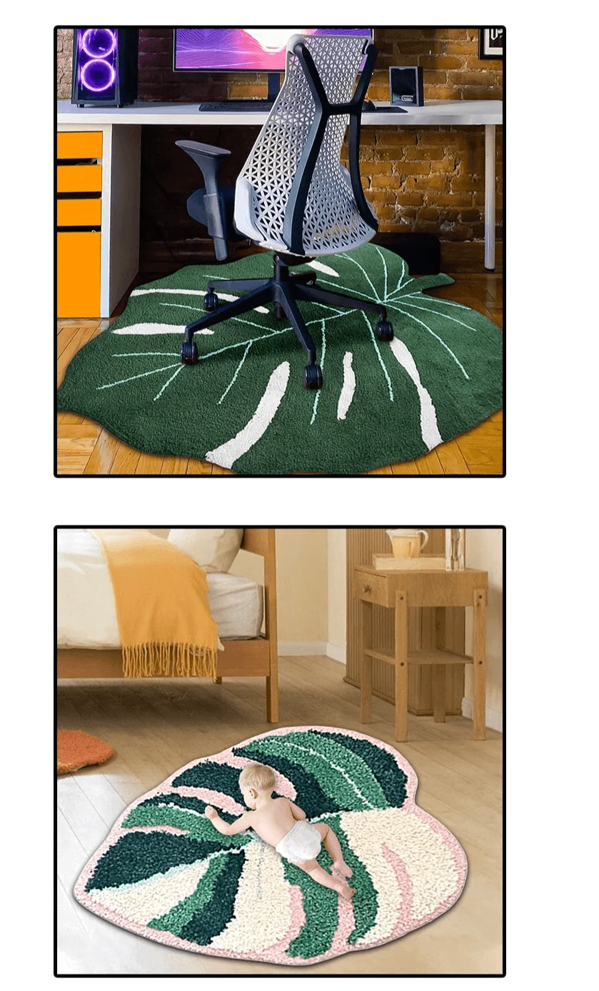 Handmade_Tufted_Variegated_Monstera_Rug_-_-4200605 Handmade Tufted Variegated Monstera Rug -