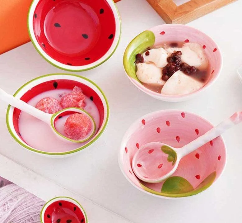 Handpainted_Fruit_Strawberry_Watermelon_Ceramic_Bowl_Set_-_-4200860 Handpainted Fruit Strawberry Watermelon Ceramic Bowl Set -