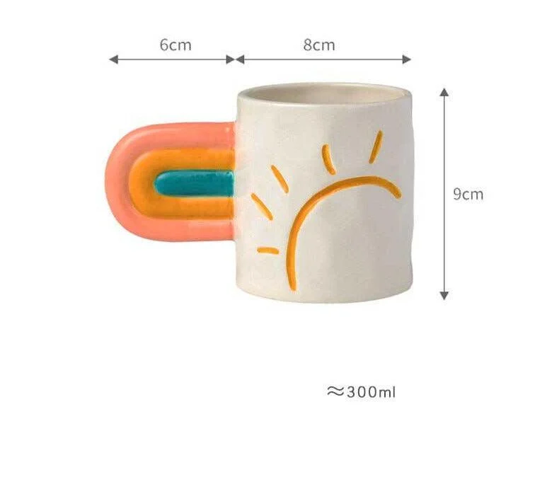 Handpainted_Rainbow_Pottery_Mug_with_Big_Handle_-_-4200923 Handpainted Rainbow Pottery Mug with Big Handle -