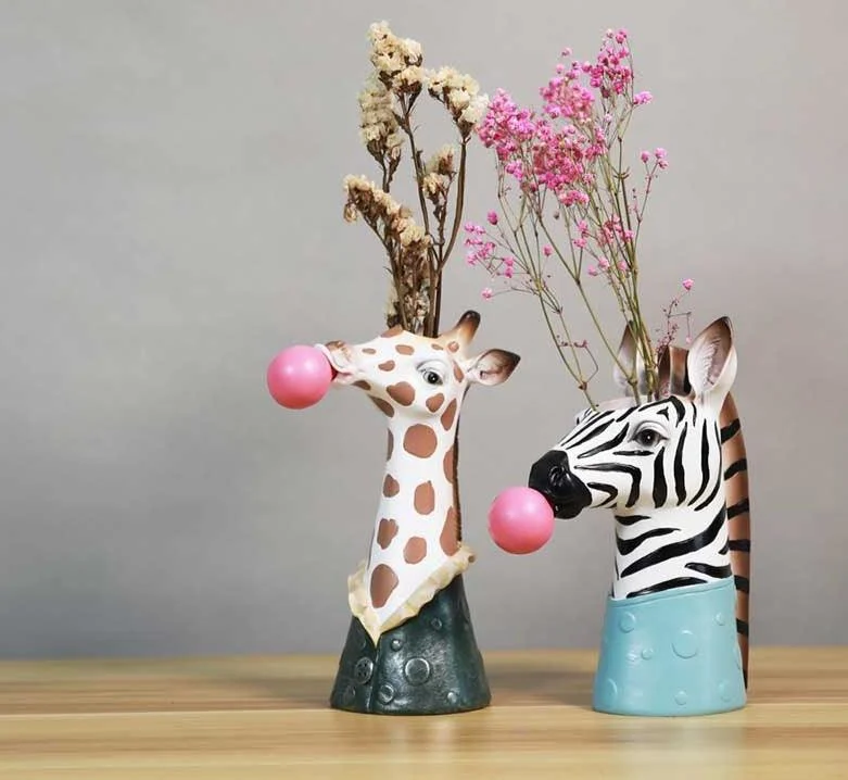 Handpainted_Resin_Zebra_Giraffe_Vase_Planter_Pot_-_-4200938 Handpainted Resin Zebra Giraffe Vase Planter Pot -