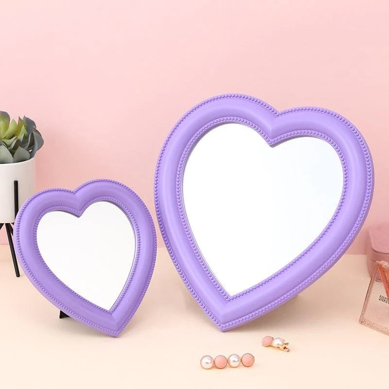 Hdcd5329e854c4dafacf7640e192e13c2W Pink Heart Shaped Compact Mirror - ISTANBULLU LTD