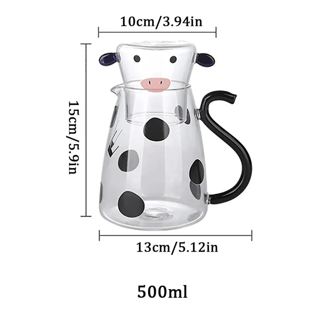 Heat Resistant Cartoon Cow Shape Tea Pot & Cup Set - - #tag1#