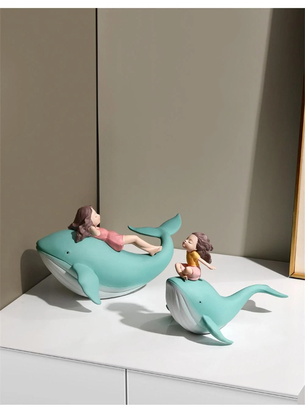Hf5b8088fc3f94d0b9fef14092ff6dd10Q Resin Sleeping Girl on Whale Statue - ISTANBULLU LTD