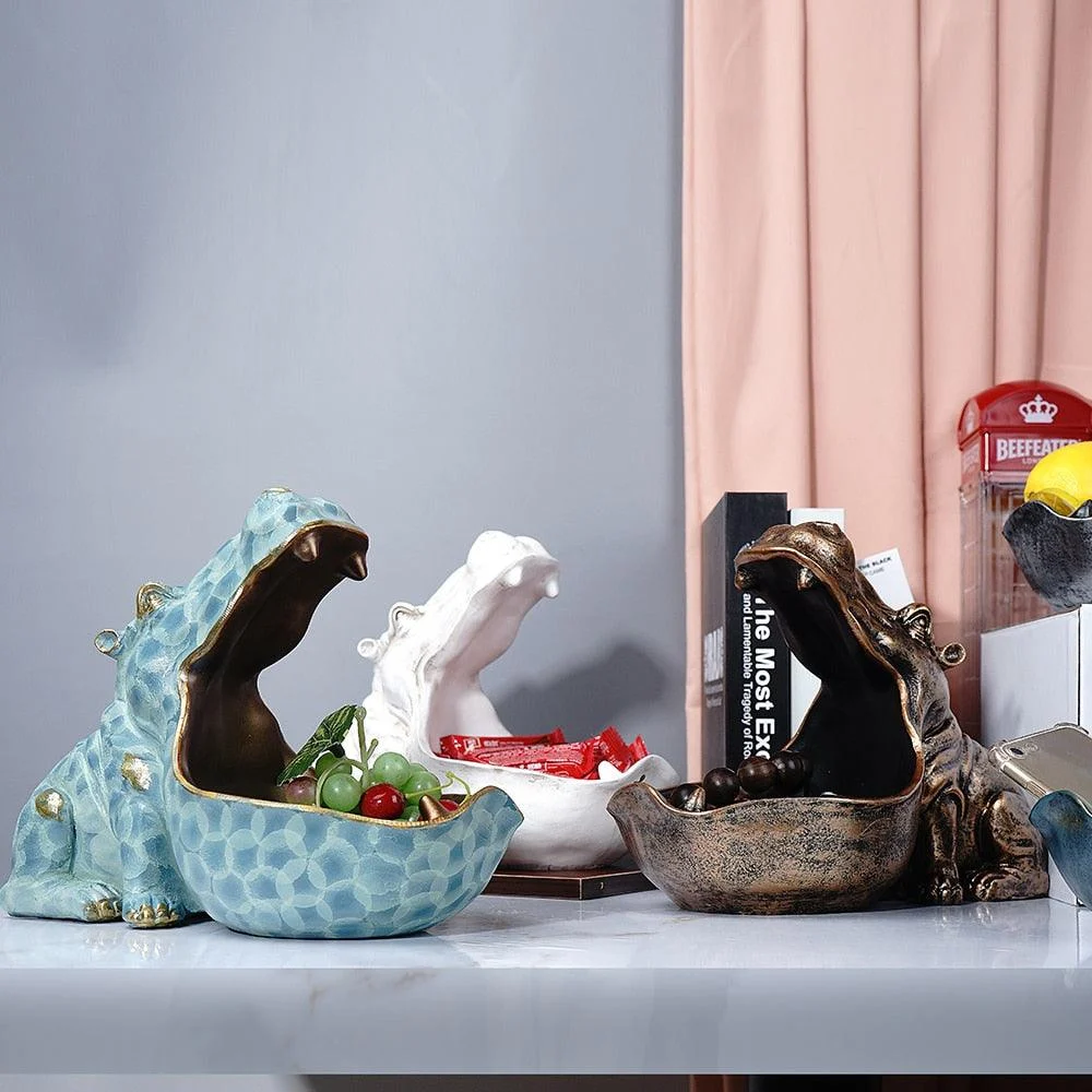 HippoFigurinesStorageBasket-Homeko4 Hippo Figurines Storage Basket - Homeko