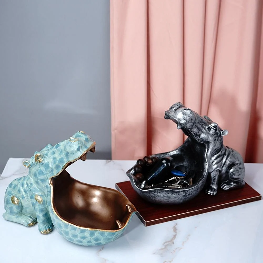 HippoFigurinesStorageBasket-Homeko5 Hippo Figurines Storage Basket - Homeko