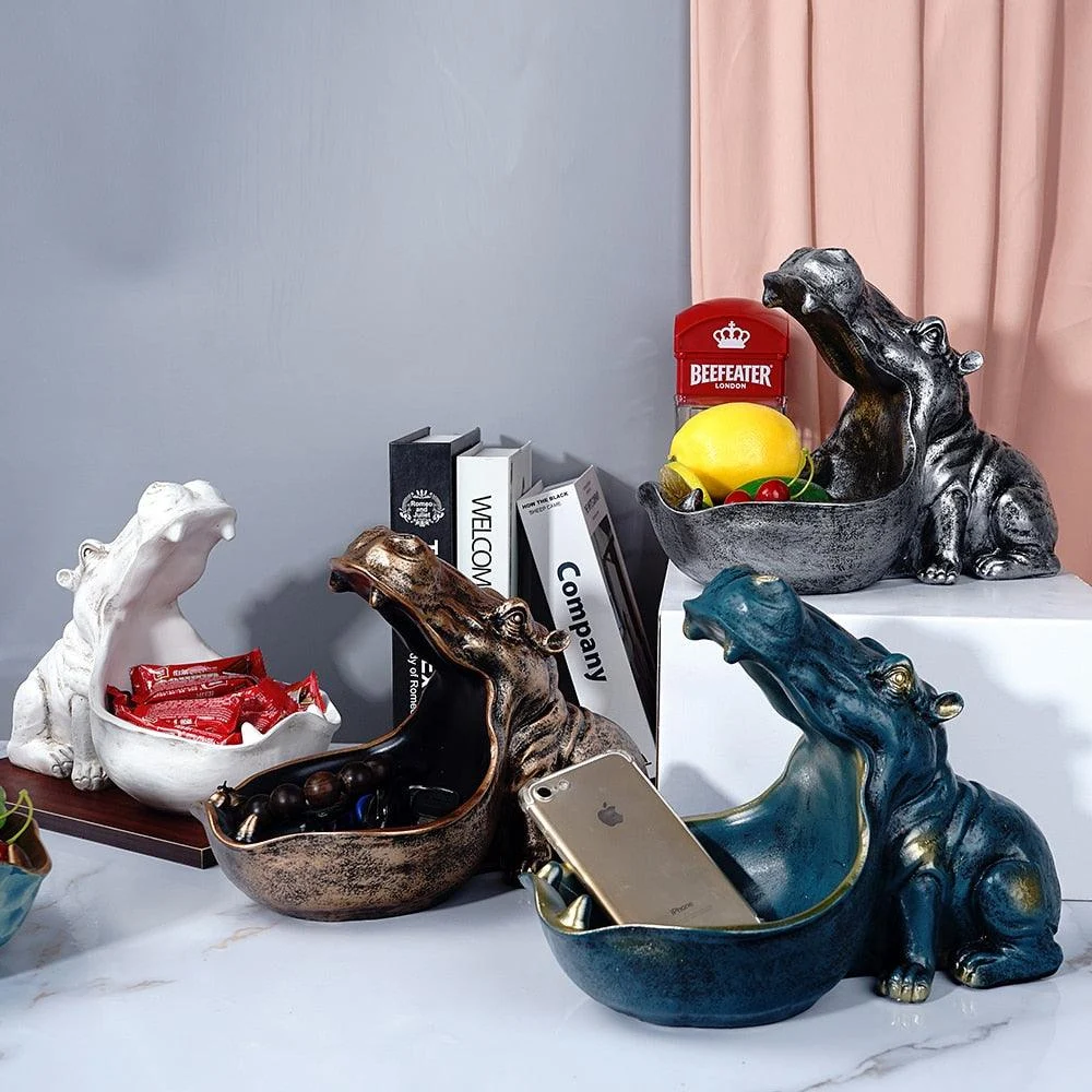 HippoFigurinesStorageBasket-Homeko7 Hippo Figurines Storage Basket - Homeko
